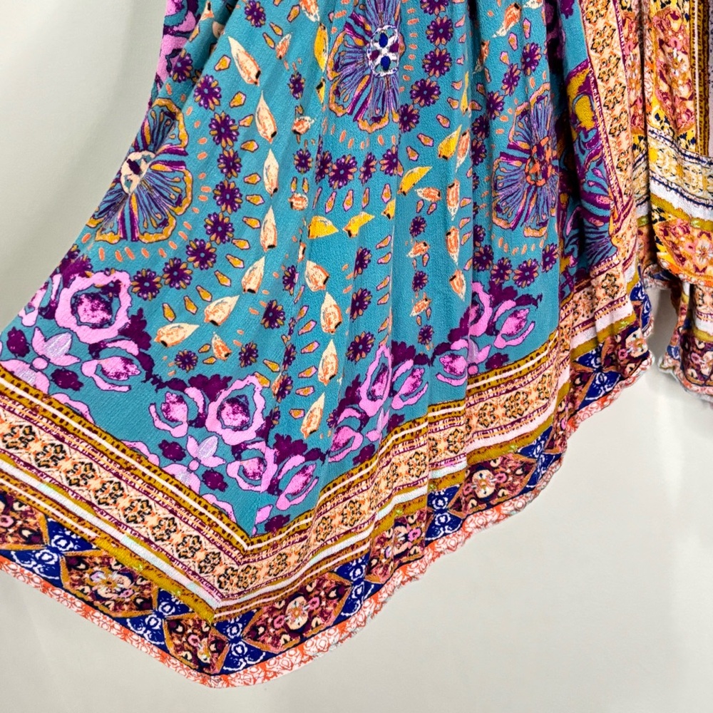 Free People Patchwork Floral Boho Fairy Tunic Top Beach Cottagecore Small-Medium - Picture 4 of 16